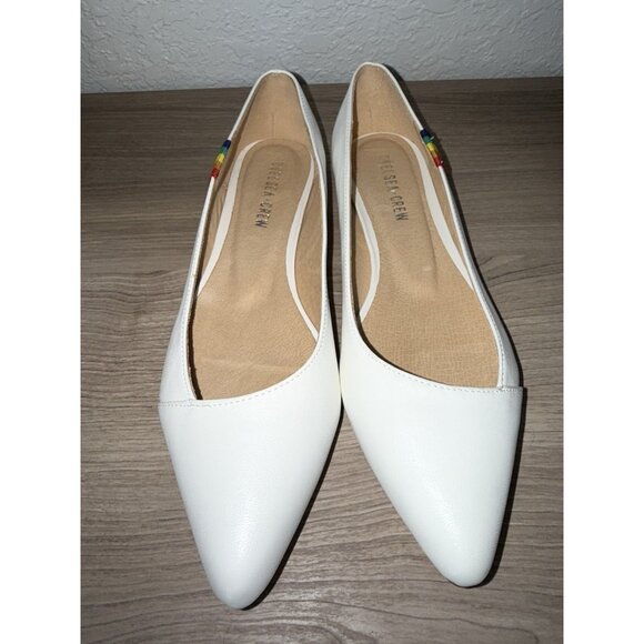 Chelsea Crew- White With Rainbows- Size 40 Pammy Rainbow Ballet Flats Leather - Picture 2 of 7